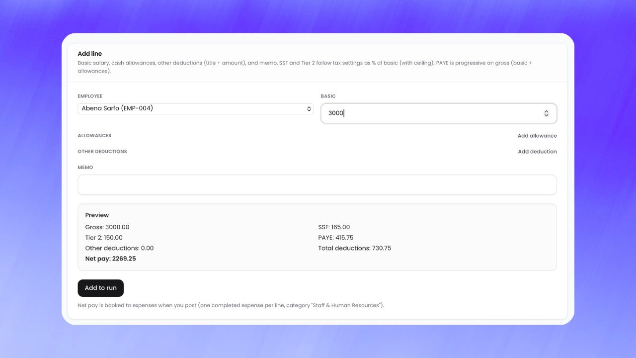Step 1: Automated salary and deduction calculation workflow preview