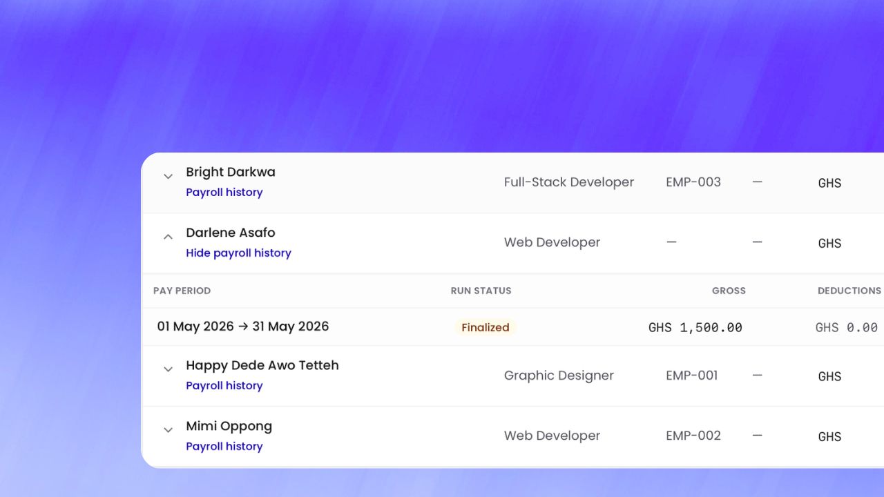 Step 3: Payroll history for each employee workflow preview